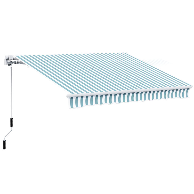 12' X 10' Deck Awning . Sun Shade With Manual Crank, & Water- Fabric, Aluminum Frame For Any Weather. Retractable Shade, Frame.