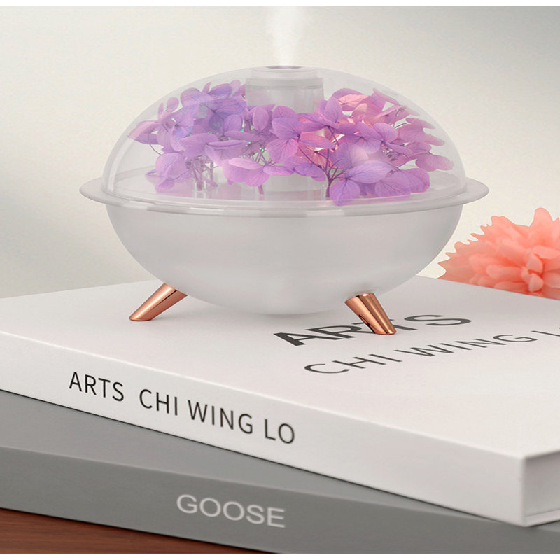 New Eernal Flower Humidifier Light Hydrating Dispositif Humidifier Flower Arrangement DIY Festival, White/Purple