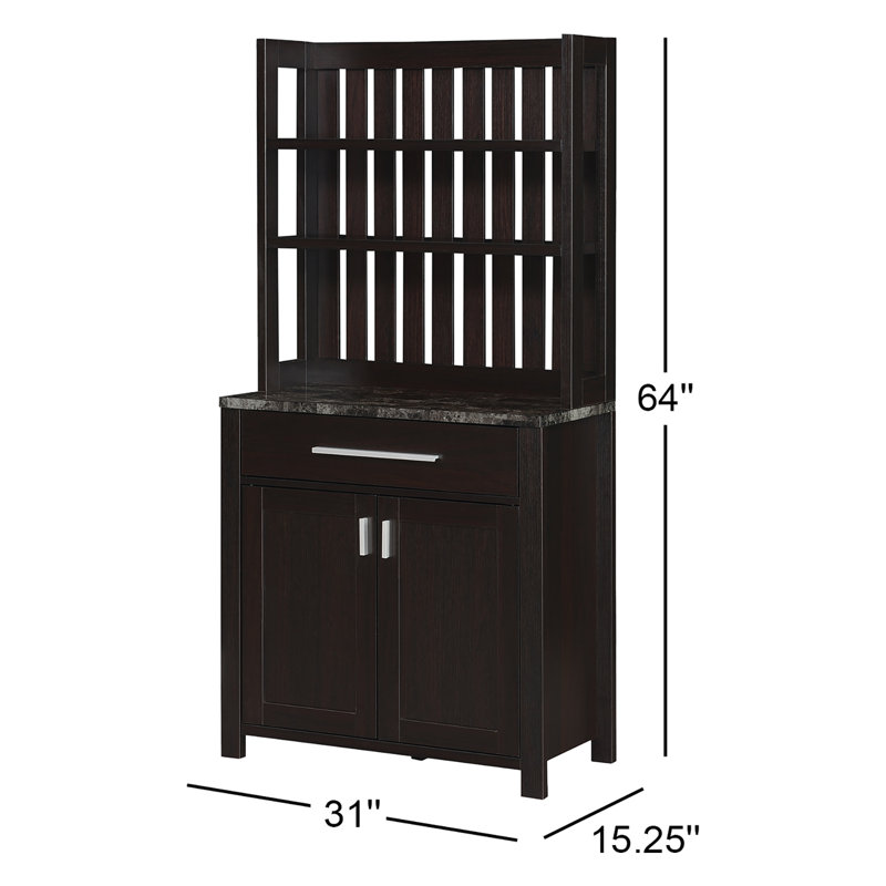 Aggeo 31'' 1 Drawer Wine Bar with Storage Cabinet and Shelves, Black