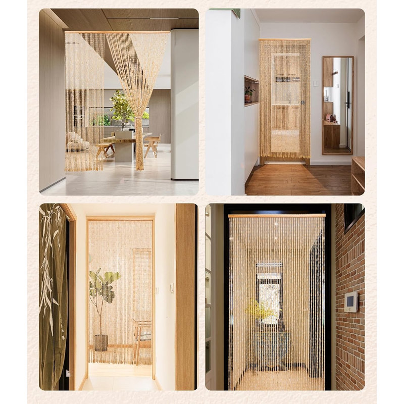 Rideau à rideaux en bois et bambou 52 fils Boho