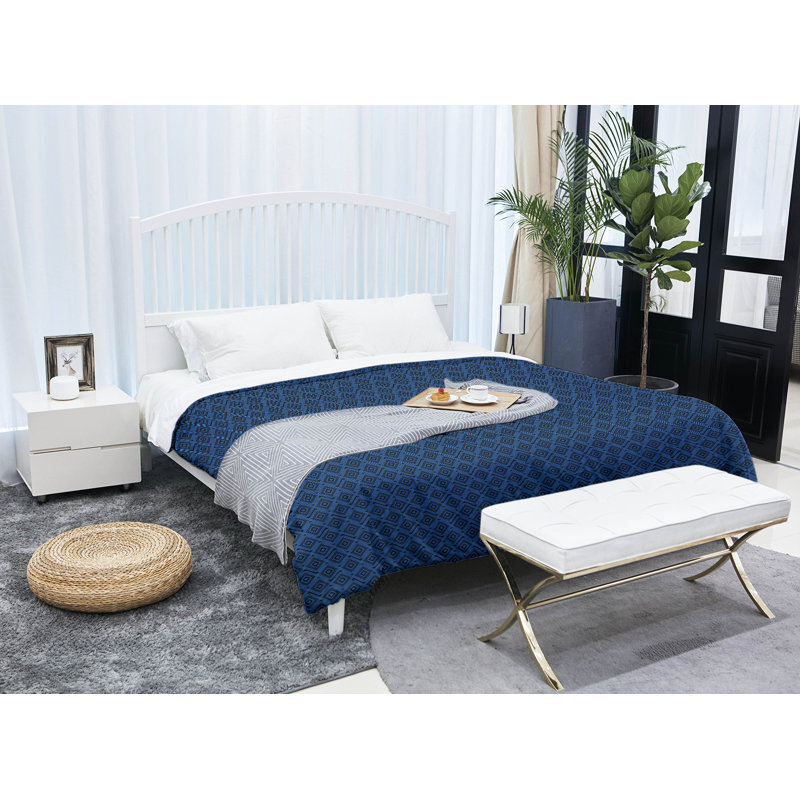 Édredon simple réversible Katelyn Elizabeth, Édredon simple TG, Noir / Bleu