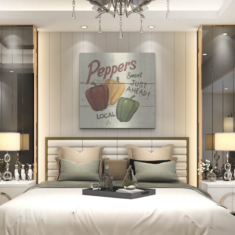 «Sweet Peppers» par David Carter, art mural en métal brun, 36 po x 36 po
