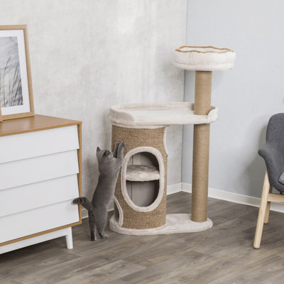 TRIXIE Falco 46" Cat Tree, 2-Level Cat Scratcher, 2-Story Sisal Covered Cat Condo, Plush Lined Platform & Padded Perch
