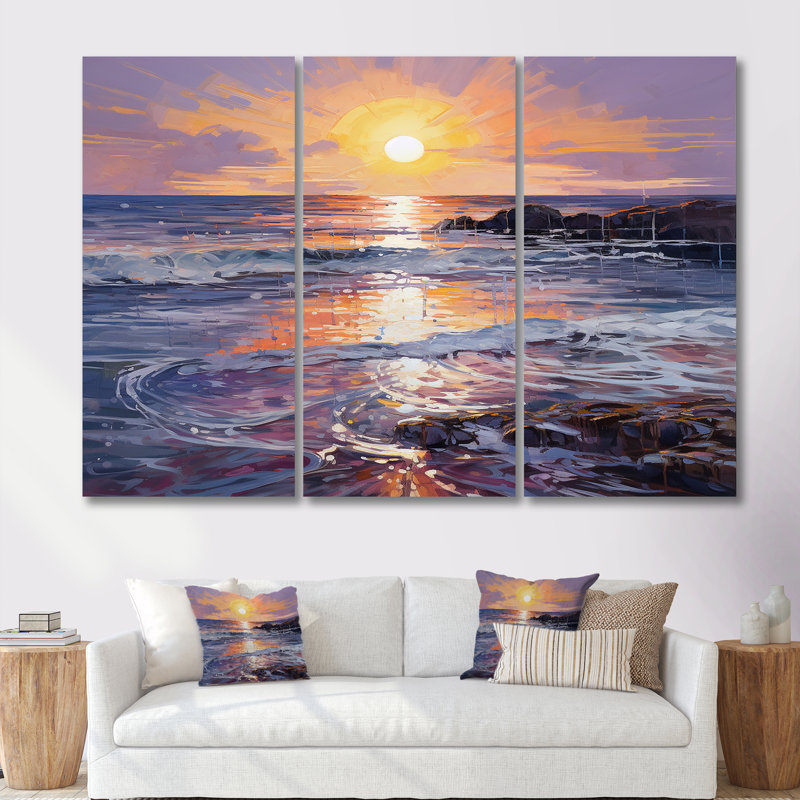 Rothman - coucher de soleil, ensemble de reproductions d'art mural, Toile tendue, H 40 po x l 60 po x P 1 po