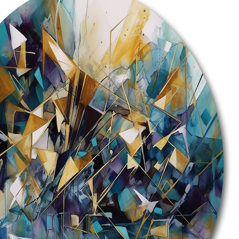 Golden Explosion Triangles III Round Wall Decor Metal, 29" H x 29" W x 1" D
