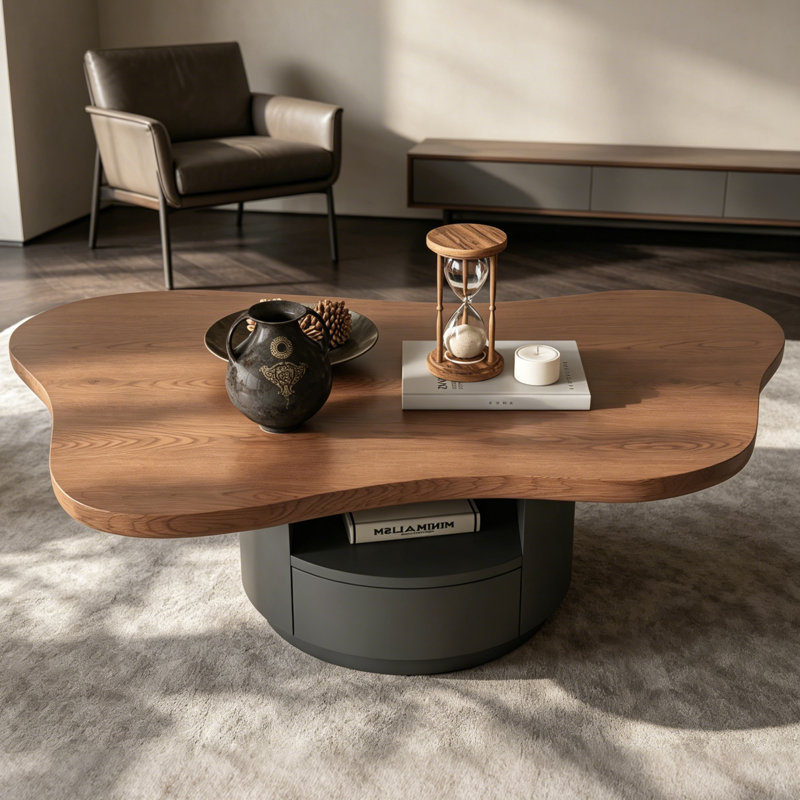 Table basse 47,24 "Mid-Century Cloud avec 2 tiroirs et rangement multicouche