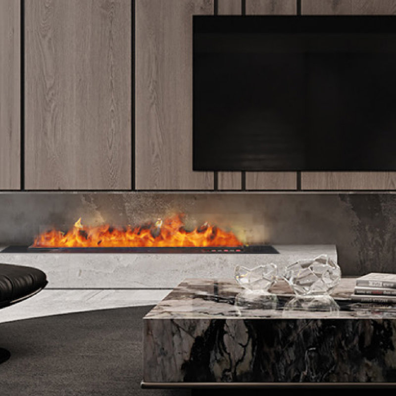 59.1" 3D Vapor Humidifier for Home Decoration Steam Fireplace Smart APP Fireplace All Seasons, 8.5"H x 59.1"W x 9.3"D