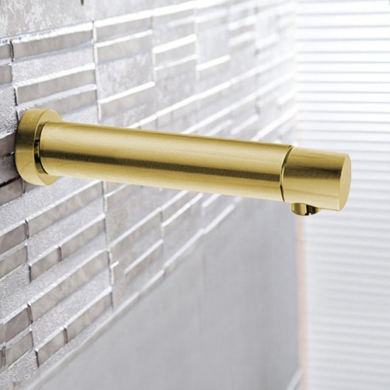 Robinet à capteur mural sans contact BathSelect - brossé, hygiénique, durable et élégant, Doré