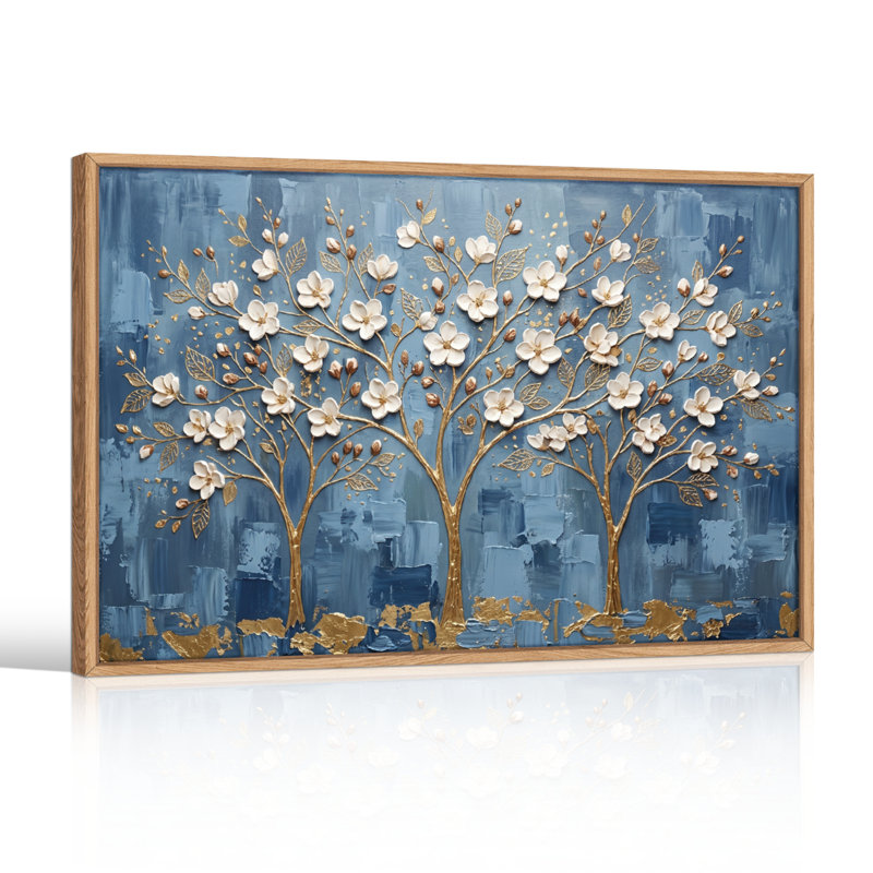 Ensemble de 1 tableau sur toile représentant un arbre floral, 24"H x36"W, Naturel