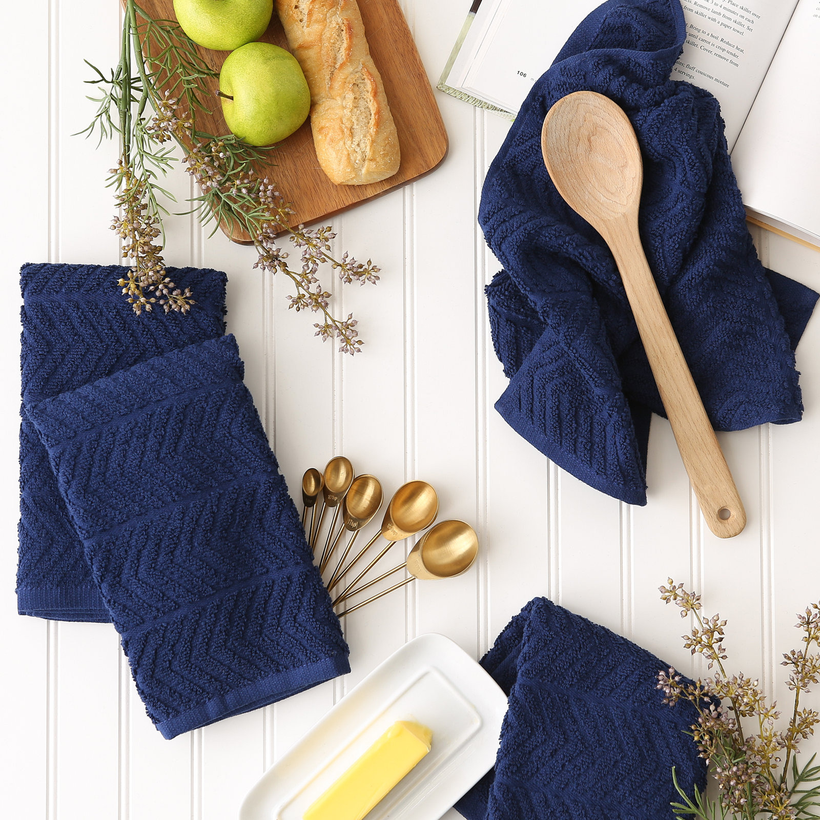 Cotton Dish Cloth Kitchen Towel, Nautical Blue
