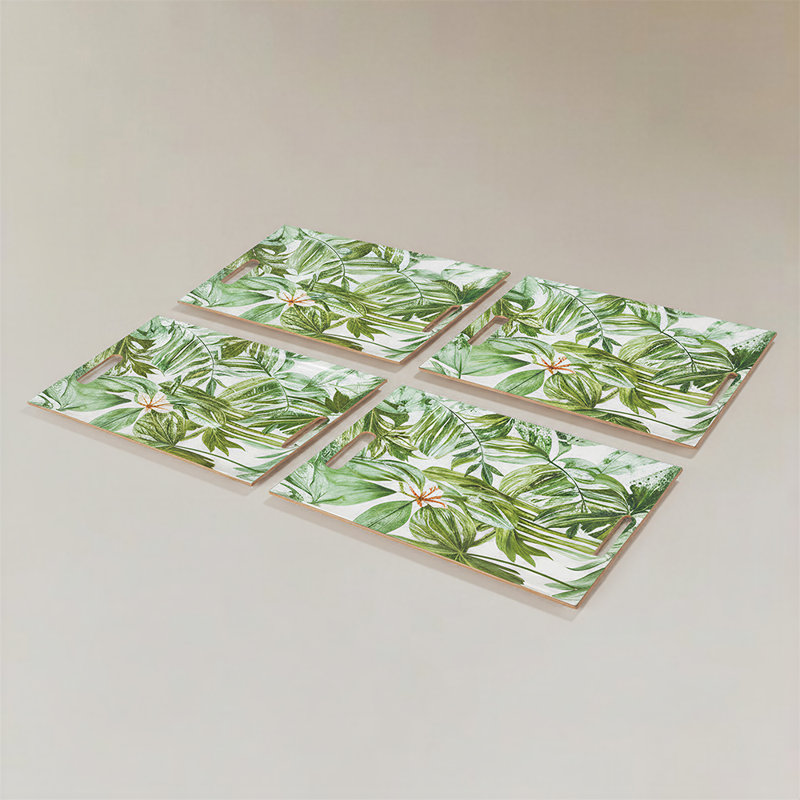 18.1" W Plastic Tropical Serving Platter, Decorative Tropical Serving Tray for Dining Table, Kitchen, or Coffee Table