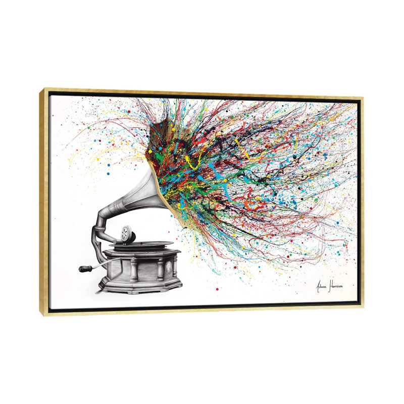 «Radical Rhapsody» par Ashvin Harrison, reproduction, H 26 po x l 40 po x P 1,5 po, Toile avec cadre flottant or, Non