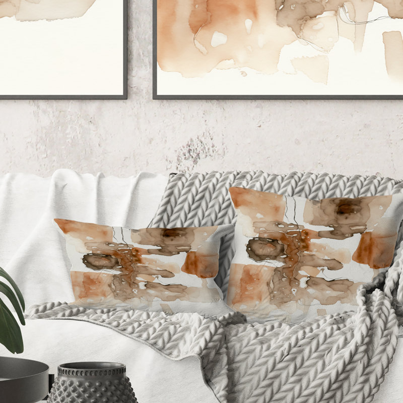 Coussin décoratif à imprimé liquide à l'encre liquide «Earth Tones IV»