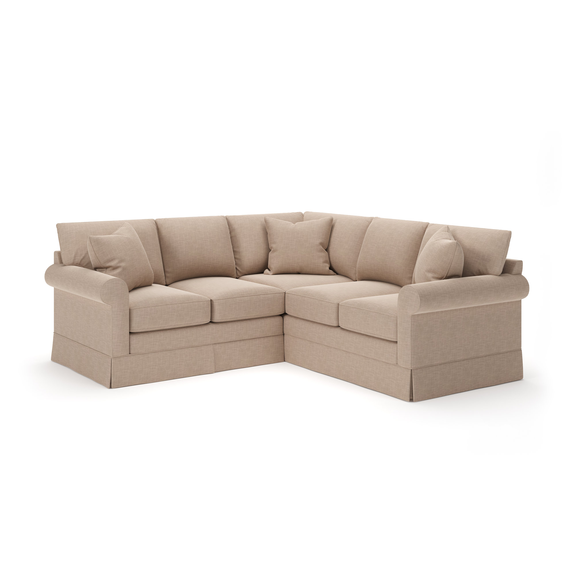 Friedman Upholstered L-Sectional, Conversation Linen Basketweave