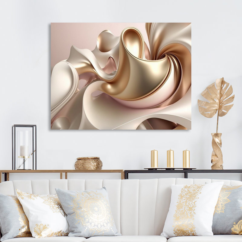 Art mural subtil sophistiqué en rose et or II, H 12 po x l 20 po