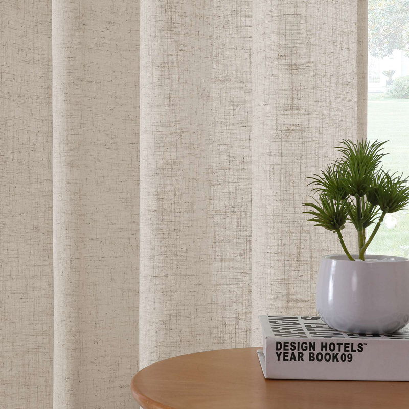 Linen Curtain for Bedroom/Living Room Back Tab Loop Pocket Linen Fabric Curtain Drapes Soft Rich Material Privacy Drape Panels for Farmhouse, 2 Panels