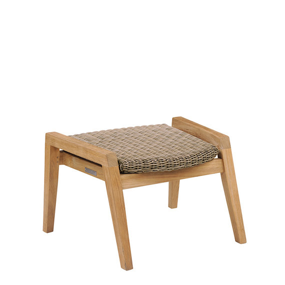 Spencer Outdoor Teak Ottoman, Teak, Willow