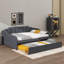 Full Size Upholstery Daybed With Trundle And USB Charging Design,Trundle Can Be Flat Or Erected
