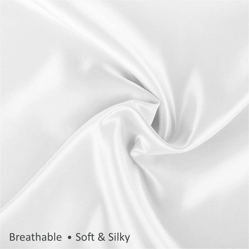 Taie d'oreiller en satin Allaire, Blanc, Très grand