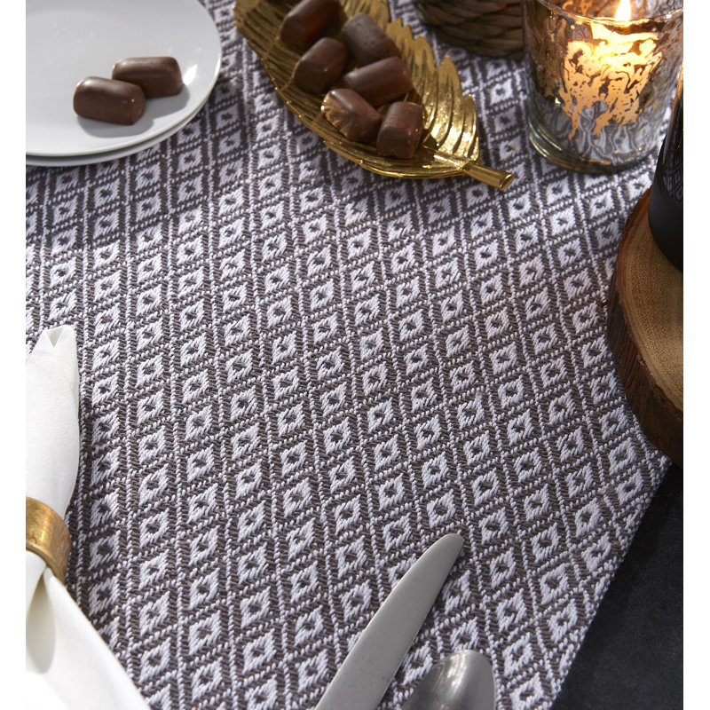 Anoka Geometric 100% Cotton Table Runner, Gray