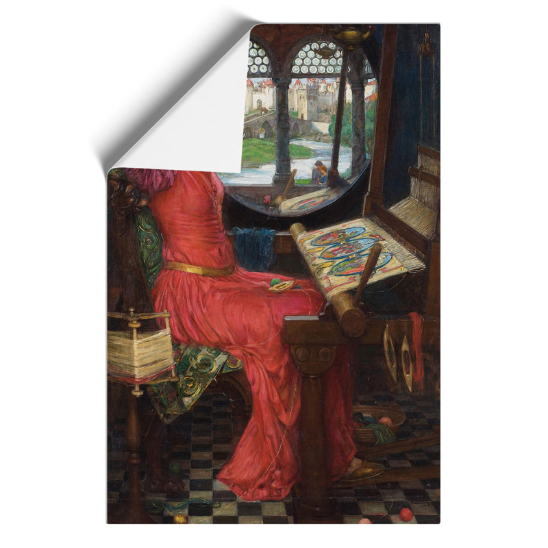 The Lady of Shalott in Red by John William Waterhouse - Wall Art, 59cm H x 42cm W x 0.1cm D