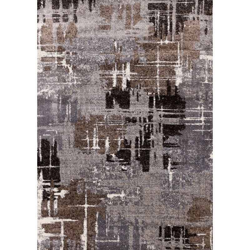 Tapis classique brun / gris, Rectangle 6 pi 7 po x 9 pi 7 po