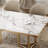 Modern White Faux Marble Dining Table with Double Pedestals Base Pre-Assembly-1824973539