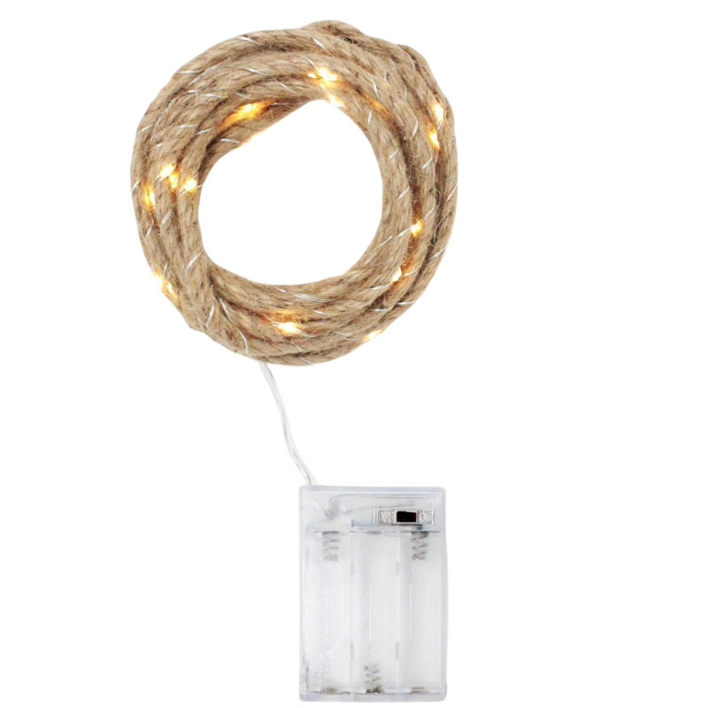  30 LED Rope String Lights – 8ft Natural Woven Rope with Warm White Fairy Lights for Farmhouse, Wedding, and Holiday Décor