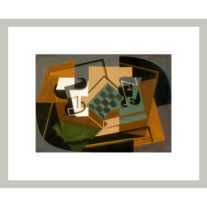 «Chessboard Glass and vaisselle» par Juan Gris - impression giclée encadrée, H 13,7 po x l 16,75 po