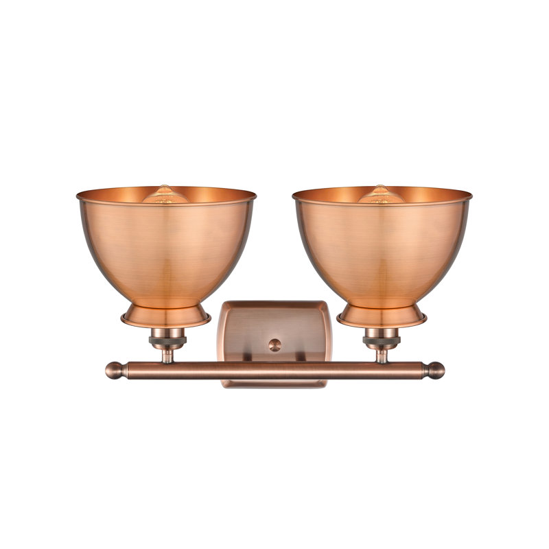 Éclairage pour meuble-lavabo à 2 lumières à intensité variable Arev, Cuivre antique, Ampoule non incluse, Cuivre antique