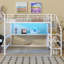 Lit mezzanine en métal avec bureau, escalier de rangement et éclairage à DEL-805288985