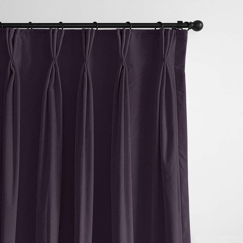 Velvet Room Darkening Curtain Pair, 40" x 132" , Purple