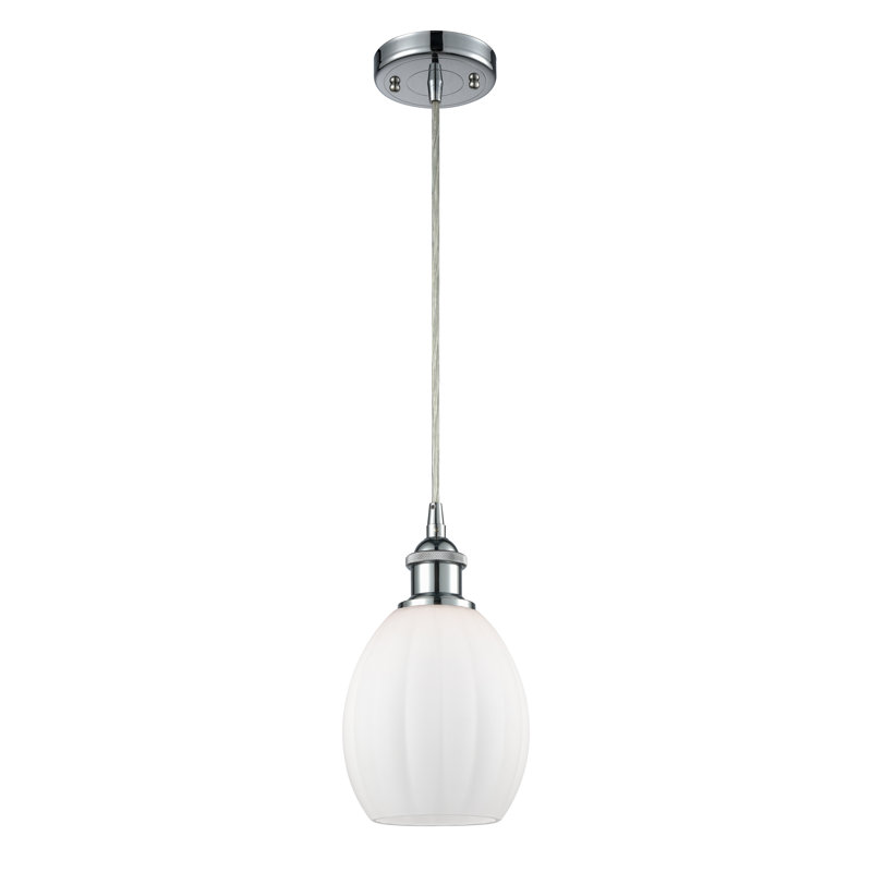 Luminaire suspendu sphérique 1 lumière Flomaton, Chrome poli, Ampoule DEL 6 watts Vinage, Blanc mat