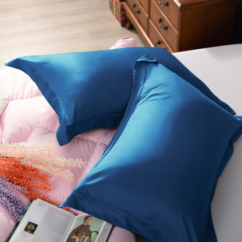 Taies décoratives satinées, soyeuses et luxueuses - NTBAY, Bleu, Très grand