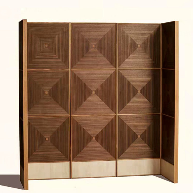 Cloison pliante 5 pièces en bois manufacturé brun noisette