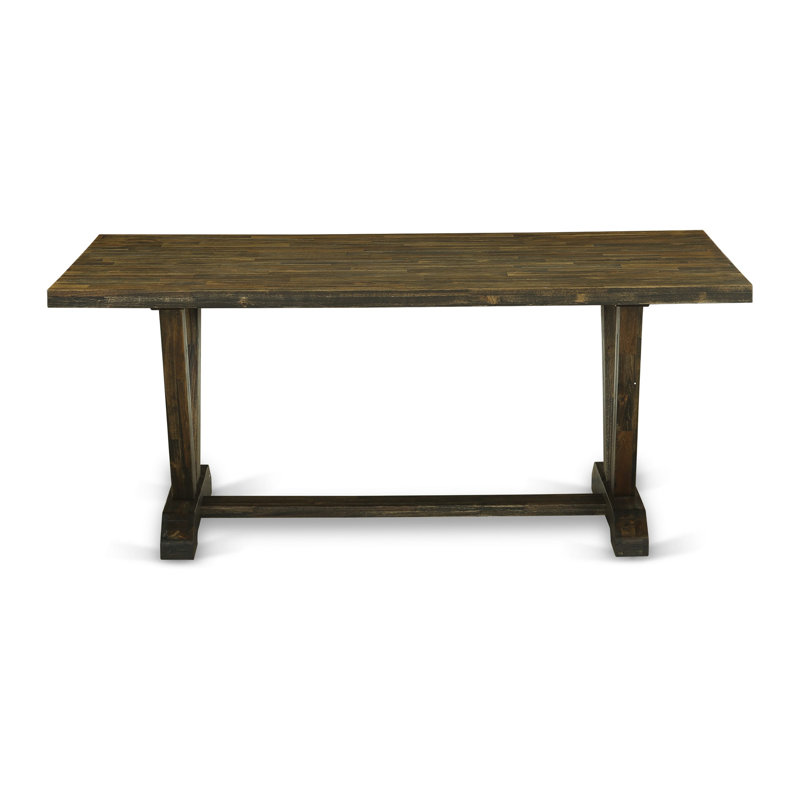 L'ensemble de table de cuisine 7 pièces contient une table de cuisine jacobine patinée et 6 chaises de salle à manger en tissu de lin Limelight - finition jacobine patinée