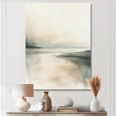 Green Coastal Wall Art, Soft Horizon Canvas, Coastal Soft Horizon