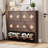 Shoe Cabinet with Flip Drawers, Slim Freestanding Shoe Rack Cabinet, Flower Pattern & Diamond-Shaped Handles-490355461-490355460-497914150
