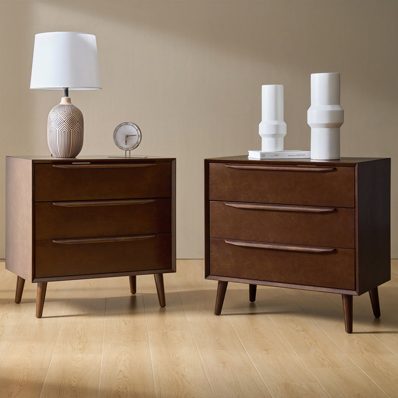Corri 30" W 3-Drawer Accent Chest with Power Outlet, Walnut