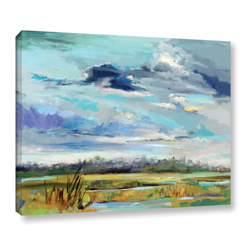 « grouping skies », peinture sur toile tendue, H 8 po x l 10 po x P 2 po