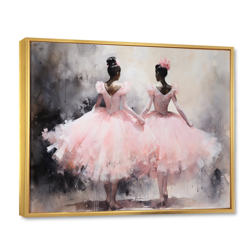 Pink Ballet Dance I, reproduction sur toile, H 24 po x l 32 po x P 1 po, Cadre flottant doré
