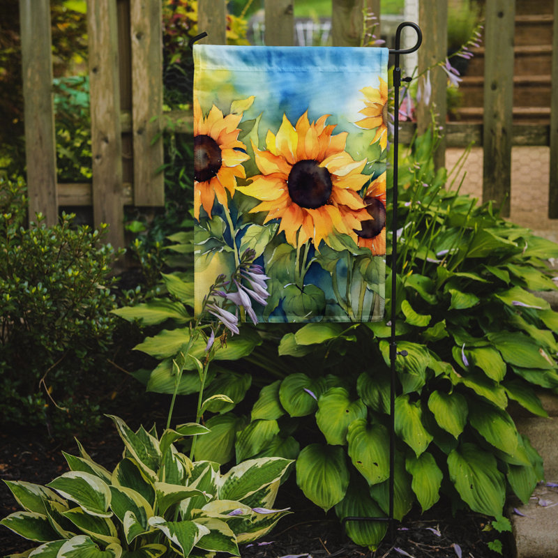 Tournesols dans un drapeau de jardin aquarelle
