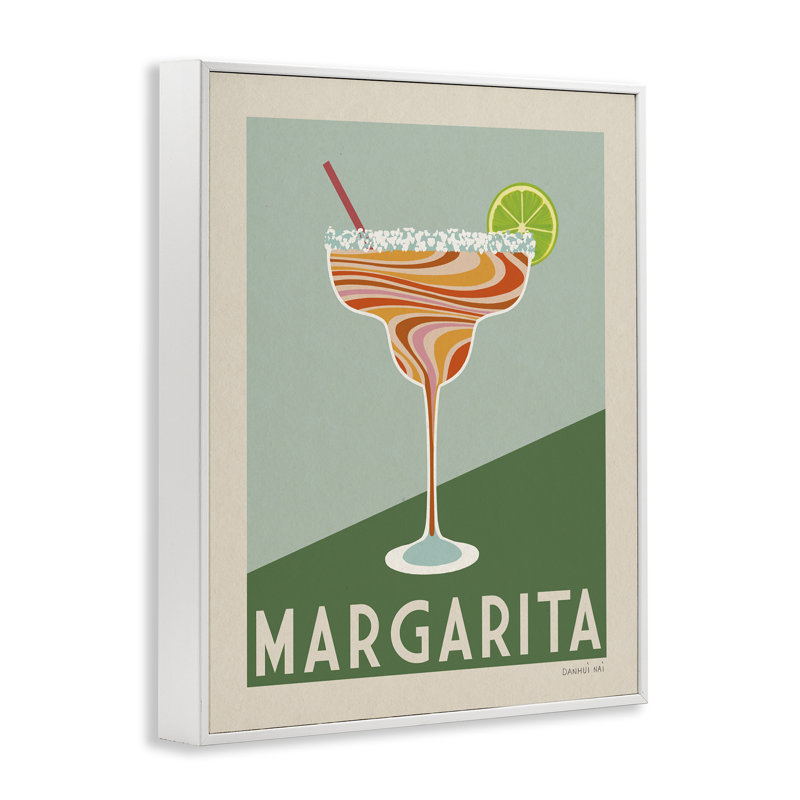  «Retro Swirled Margarita», art de la giclée encadrée par Danhui Nai, H 20 po x l 16 po, Giclée encadrée blanc bord de mer