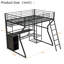 LED Metal Gaming Loft Bed With Open Storage
