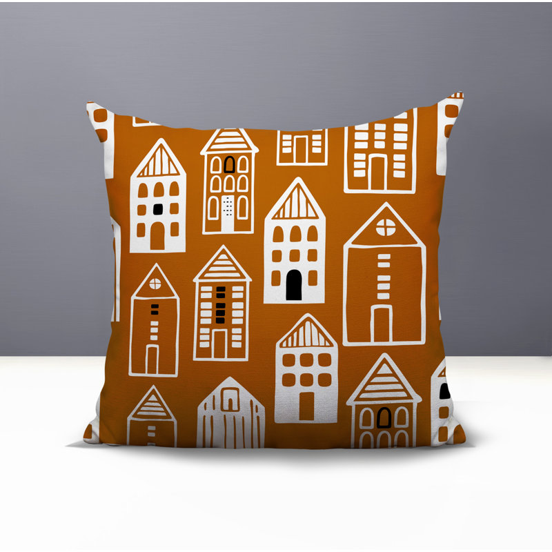 Oreiller carré réversible intérieur / extérieur Kito, Carré 15 po, Orange