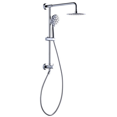 Ensemble de douche à barre ronde multi-fonctions 1,8 GPM à 7 jets avec pomme de douche fixe et douche à main