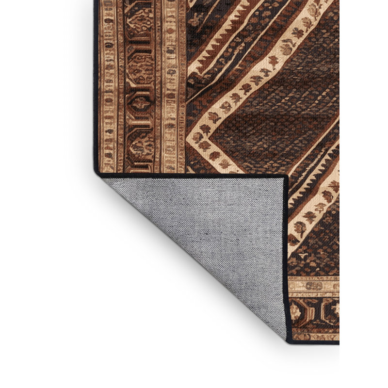 Tapis persan noir lavable à la machine, Carré 8 pi