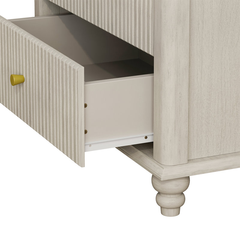 Commode 5 tiroirs cannelée, Beige