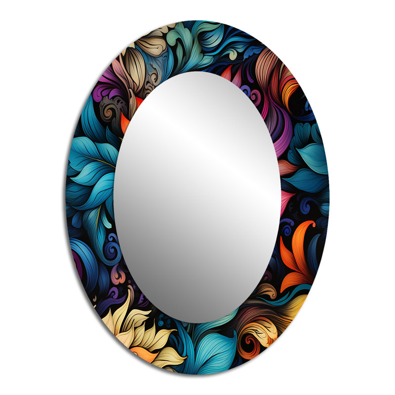 Rukhsaar Exotic Tapestries Boho Pattern - Paisley Large Wall Mirror, Glam Unique, H 40 po x l 30 po, Ovale