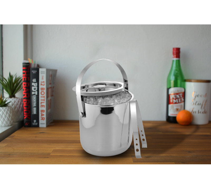 Hein Stainless Steel Ice Bucket, 7.28" H x 7.08" W x 7.08" D, Silver